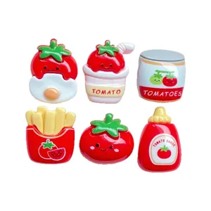 Cute cartoon tomato resin charms set for DIY crafts, scrapbooking, and shoe decoration.