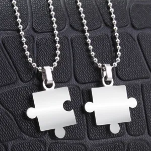 Collane con ciondolo a forma di tessera di puzzle in acciaio inossidabile lucido per coppie