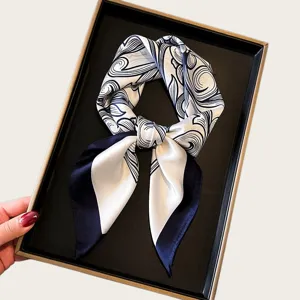 Vintage Satin Square Scarf For Women Professional Flight Attendant Neck Scarf Hair Band Fashion Printed Silk Feel Small Scarf For Shirt Accessories