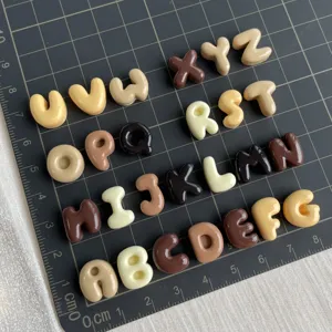 Mini resin alphabet charms 26pcs cream coffee color DIY cream glue accessories detail view