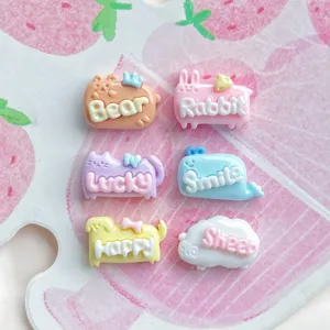 Mini cute animal resin charms set with English letters for DIY hair clips and crafts.
