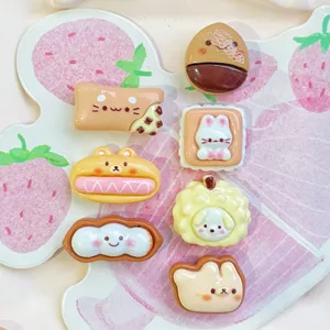 Cabujones de resina de comida de animales de dibujos animados DIY accesorios para móvil