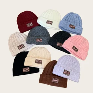 Winter warm knitted beanie hat, thick thermal wool cap for women daily wear multi-colors
