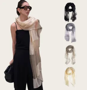Bufanda larga transparente y ligera para mujer, elegante chal envolvente en varios colores.