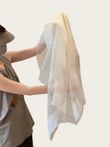 Bufanda larga de mezcla de seda y lana para mujer moda versátil chal fino y casual