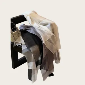 Bufanda larga mezcla seda lana mujer ligera fina elegante chal moda panuelo
