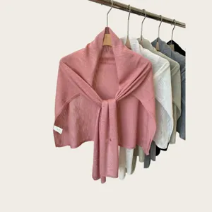 Soft knitted summer shawl and scarf for women, lightweight minimalist solid color cape.