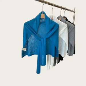 Women summer knitted shawl soft solid color casual neckerchief stylish commute scarf