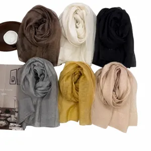 Bufanda larga y ligera para mujer de color liso elegante casual moda cuello accesorio elegante.