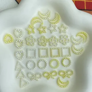 ABS imitation pearl craft accessories assortment, mixed shapes like stars, hearts, and bows for DIY.