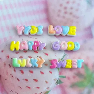 Mini resin English letter charms colorful DIY phone case hairpin craft accessories set new