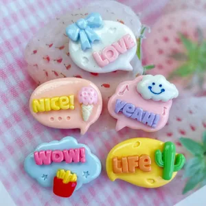 Breloques Bulle De Dialogue En Résine Brillante Lettres LOVE NICE WOW Accessoires DIY Pour Barrette Coque Téléphone Aimant Frigo Papeterie