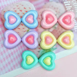 Cabochon Dorati in Resina a Cuore Bicolore Lucido Materiali per Fiocchi Capelli Fai da Te Accessori per Creazioni Artigianali