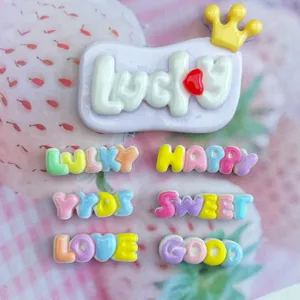 Mini Resin English Letter Word Sign Cream Gel Slime Charms For DIY Crafts Hair Clips Phone Case Decoration Handmade Material Supplies