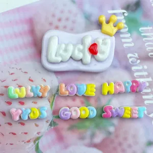 Colorful resin alphabet charms mini letter cabochons for DIY phone case hair clip decor
