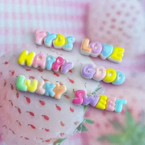 Colorful mini resin letter charms for DIY phone cases and hair clips, sweet style.