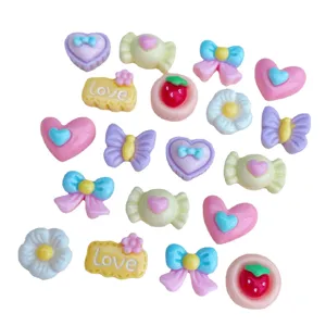Mini Resin Charms Cute Candy Bow Heart Flatback Cabochons for DIY Craft Phone Case Nail Art