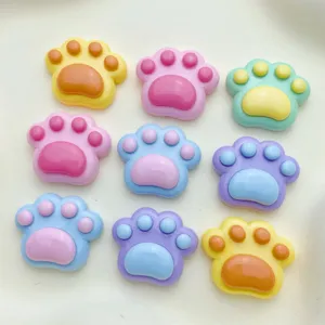 Kunstharz Katzenpfote Charms fuer DIY Handyhuelle Basteln, glaenzend bunt Baerenpfote.