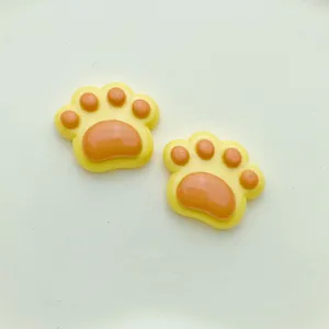 Glänzende Harz Katzenpfote Anhänger für DIY Handyhülle, süße gelbe Bärenpfote Cabochons.