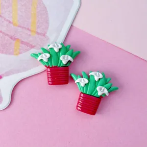 Glänzende Harz Topfblume Charms für DIY Basteln, handgemachte Haarspangen und Handyhüllen Dekor.