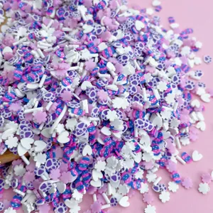 Tranches de pâte polymère colorées breloques patte de chat fournitures slime pour nail art