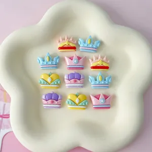 Glossy resin crown cabochons for DIY hair clips, phone cases, and handmade craft accessories.