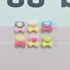 Mini resin heart bow charms, perfect for DIY nail art, phone case deco, and hair clips.