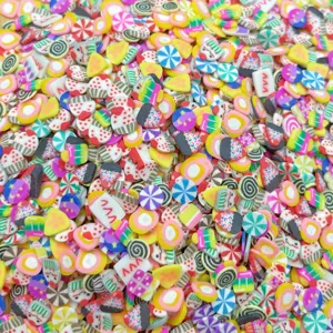 Tranches de pâte polymère colorées breloques slime mignonnes accessoires d'art d'ongle DIY.
