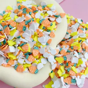 Tranches de pâte polymère colorées formes mignonnes carottes lapin pour slime et nail art