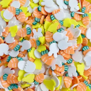 Tranches argile polymère colorées carottes mignons lapins breloques pour slime DIY coque téléphone.