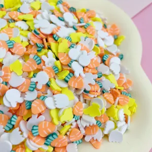 Tranches d'argile polymère mélangées carottes lapins mignons pour coque DIY slime et ongles