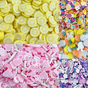 Tranches de Pâte Polymère de Couleur Mixte Citron Bâtonnet de Glace Carotte Animal Cœur Fruits Perles Artisanales Pour Décoration de Coque de Téléphone Ongles