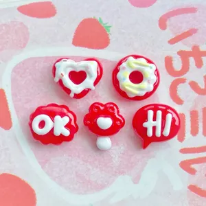 Cabochon in resina rossa mini alfabeto ciambella artiglio per accessori forcine fai da te