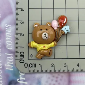 Cabochon piatto in resina orsetto marrone lucido per decorazione custodia telefono