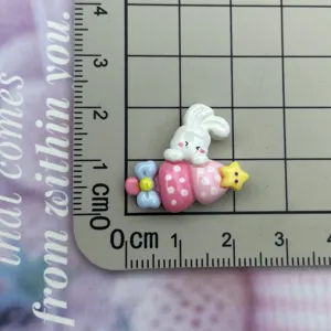 Cute resin big-eared rabbit strawberry charm for DIY phone case hair clip craft decor