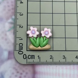 Resin double flower charm green leaves DIY craft accessory for phone case hairpin decoration