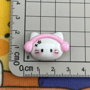 Résine mignon chat cabochon rose écouteurs dos plat DIY coque de téléphone pince à cheveux