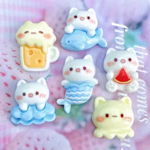 Simpatici Orsetti Cartone Animato Coda di Sirena Delfino in Resina Flatback Cabochons per Fai da Te Forcina Tazza Artigianato Decorazione Materiale