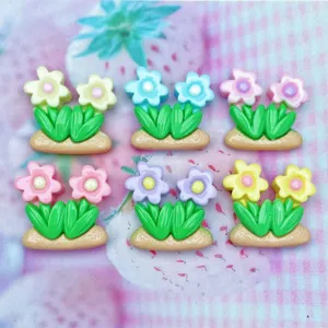 Resin flower cabochons cute floral flatbacks charms for DIY hair clips phone cases crafts decorations