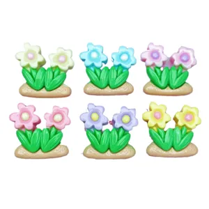 Resin double flower cabochons for DIY hair clips, phone cases and craft decorations