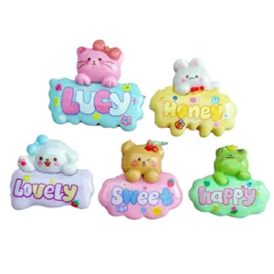 Lindos dijes de resina animales letras DIY pinza de pelo funda de teléfono accesorios 5pz