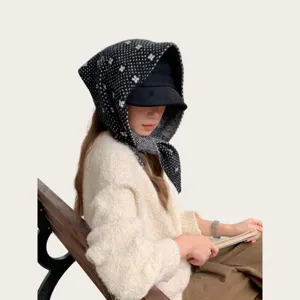 Bufanda triangular de punto floral cálida para mujer estilo coreano chal de cuello acogedor