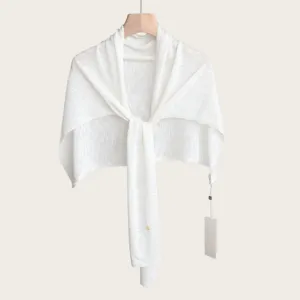 Women T-Shaped Solid Color Knitted Shawl Thin Shoulder Wrap For Summer Air Conditioned Room Neck Guard Fashion Soft Shawl