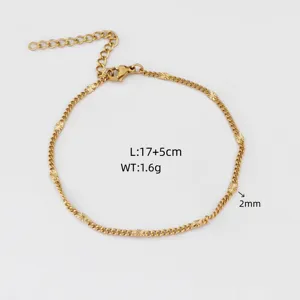 Minimalist gold stainless steel chain necklace or anklet with extension, dainty daily wear.