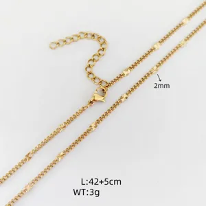 Minimalist stainless steel chain necklace with delicate cutout details, adjustable length.