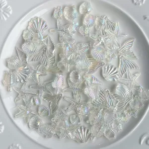 Mélange de breloques en résine irisée coquillage étoile de mer pour étui de téléphone DIY détails