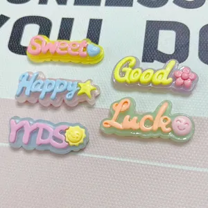Transparent Jelly Color Resin English Letter Charms Sweet Good Happy Luck YYDS DIY Accessories For Phone Case Decoration