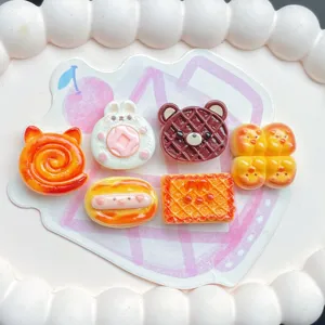 Lindos dijes de cabujones de resina de comida de dibujos animados para manualidades DIY