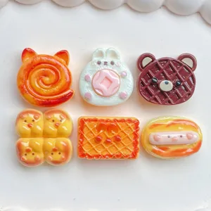 Lindo conjunto de dijes de resina de comida de dibujos animados para funda de teléfono