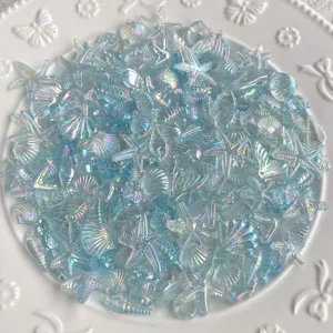 Mélange de charms en résine océan irisée transparente coquillage étoile de mer détails DIY coque.